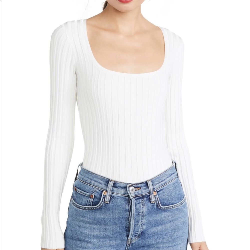 Veronica Beard White Ribbed Sweater Size M